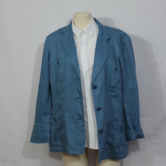 Lauren Ralf Lauren men  Elegant Blue Blazer Patch Pockets Button Closure Sz14/XL - Picture 1 of 8